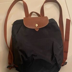 Longchamp Black and Tan Backpack